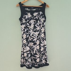 Chaps Black and White Sleeveless Sundress Size Medium